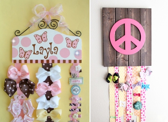 Lots of cute hair bow holder ideas!