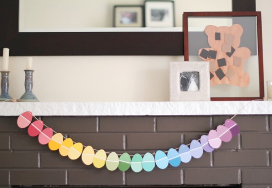 Easter Paint Chip Garland 18 Paint chip craft ideas. Why hadn't I thought of these??