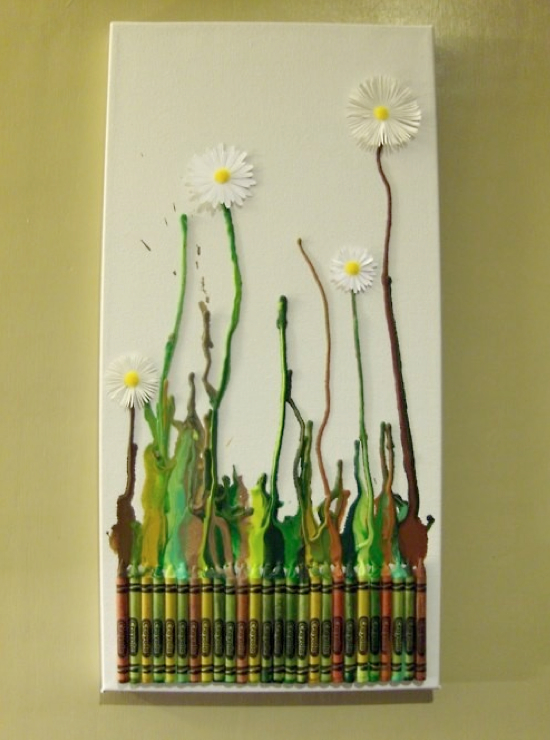 Melted Crayon Art Flower Garden