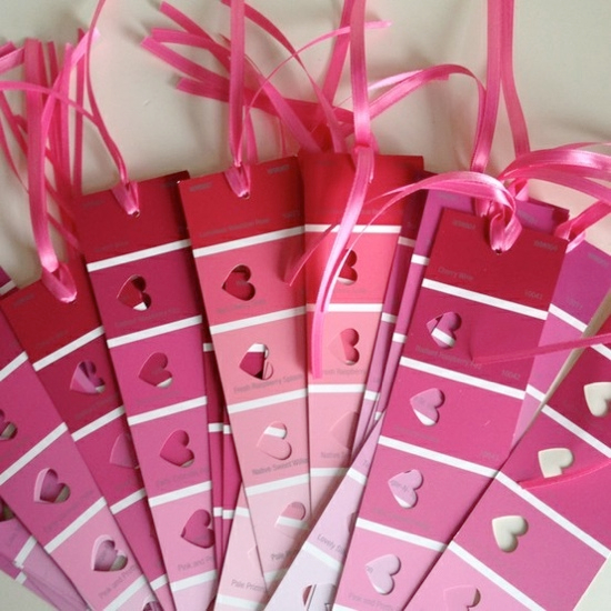 Valentines Paint Chip Book Marks 18 Paint chip craft ideas. Why hadn't I thought of these??
