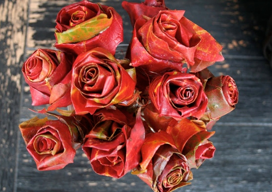 Roses made out of maple leaves