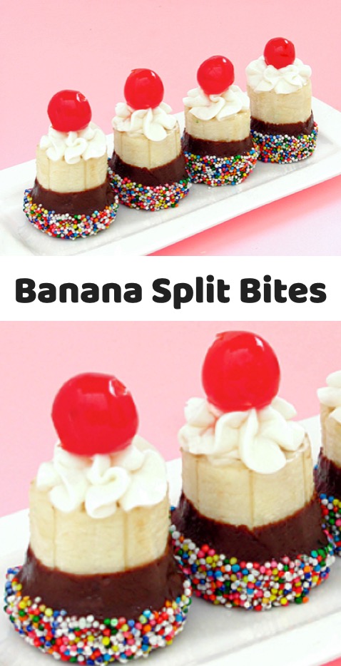 Banana Split Bites - A list of super fun and easy Birthday party treats to make.