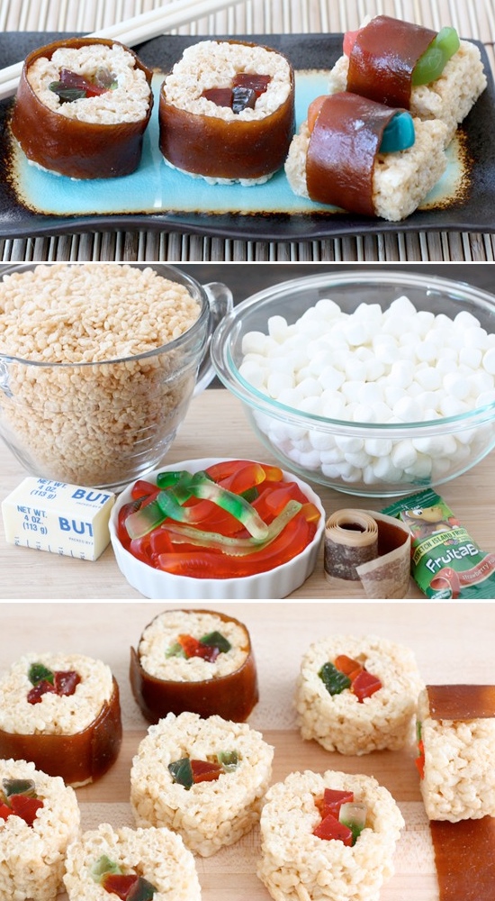 rice krispie treat sushi Lots unique and fun rice krispie treat ideas!