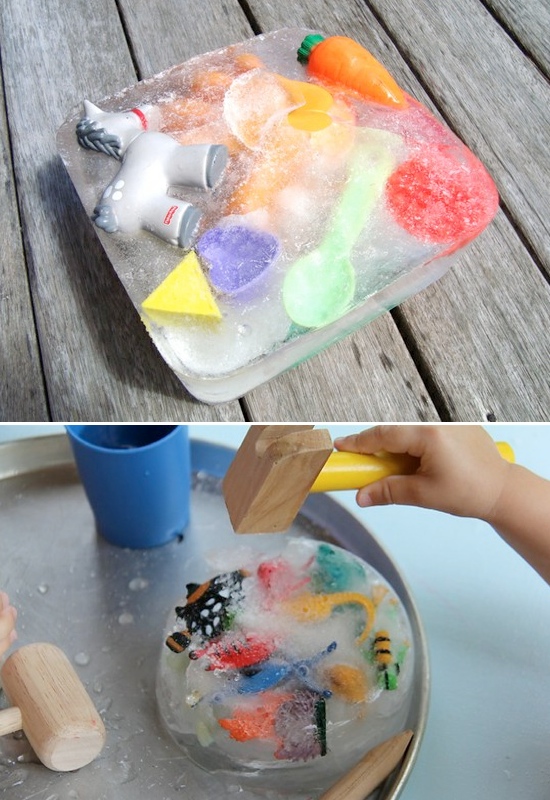 5 fun things to do with ice! Excavating toys. :)