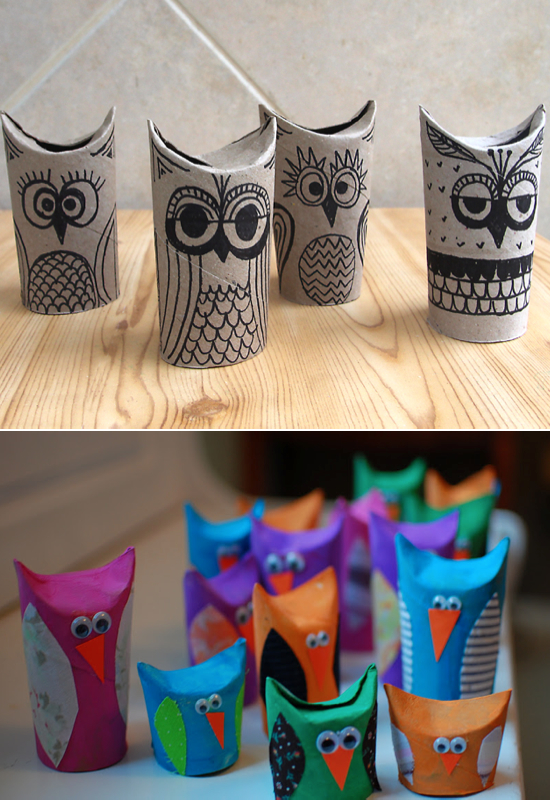 Cute owl toilet paper rolls