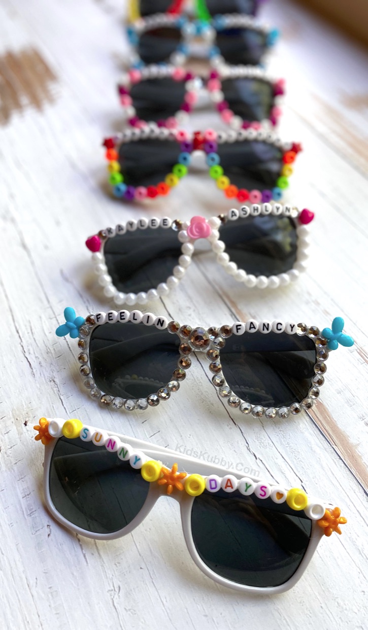 Fun and easy DIY crafts for teens at home when bored! These beaded sunglasses are a creative project for tweens, teens and kids! Super fun to make for parties or events. Nice enough to make and sell!