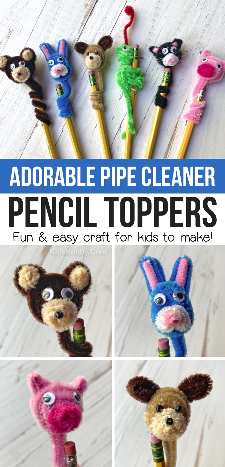 Super fun and easy pipe cleaner crafts for kids to make at home! These cute DIY animal pencil toppers are perfect for older kids and teenagers. Boys and girls will love this DIY project.