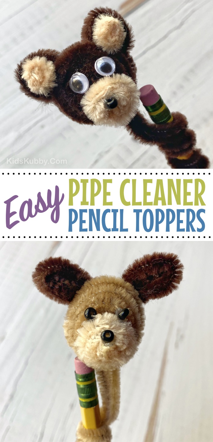 Looking for easy DIY crafts for kids to make at home when bored? Boys and girls will love these adorable DIY pipe cleaner animals! So cute as pencil toppers. Cheap and easy to make especially for older kids and teenagers. Easy to make puppies, bunnies, cats, dogs, pigs and more! Cute gift ideas. #kidskubby #kidscrafts #pipecleaners