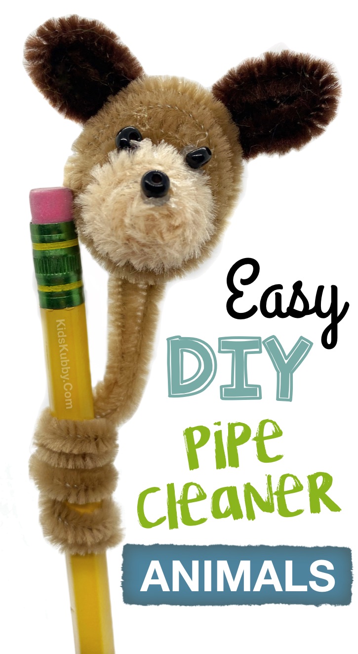 Easy DIY Pipe Cleaner Crafts For Kids To Make - Are you looking for creative crafts for teens to make at home when they’re bored? These cute little animal pencil toppers are super fun, cheap and easy to make with an assortment of pipe cleaners, googly eyes and a hot glue gun. Boys AND girls will love this simple pipe cleaner project. Your younger children will need help with the glue gun, but older kids and teenagers will be surprised at how easy it is to make these adorable pencil toppers.