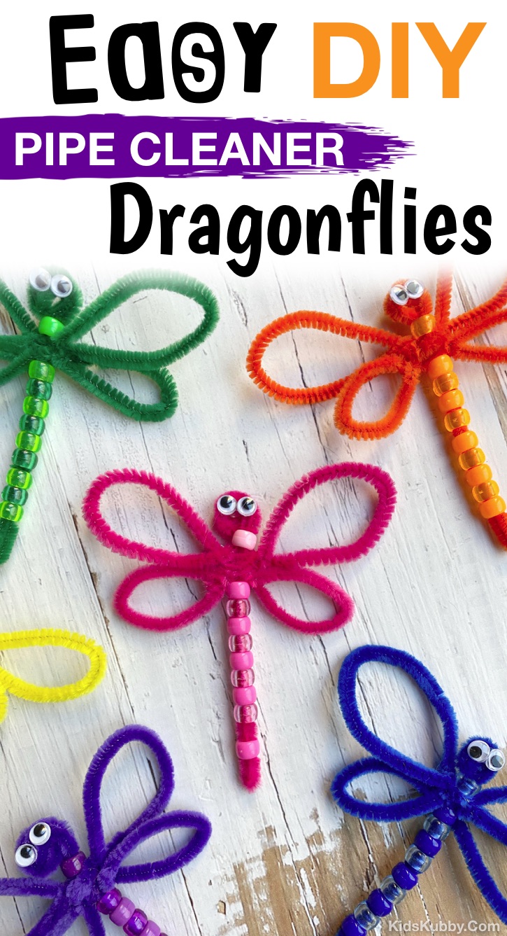 Easy Pipe Cleaner Crafts For Kids -- These DIY beaded dragonflies are so simple and fun to make! Great little spring time project for girls that are bored at home. Could be cute little gifts for Mother's day or Easter. Make them into magnets, cork board decor and more. 