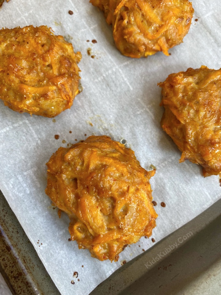 Sweet Potato Chicken Nuggets -- A healthy and easy recipe! My kids love these sheet pan chicken bites. So simple to make with just a few cheap ingredients.