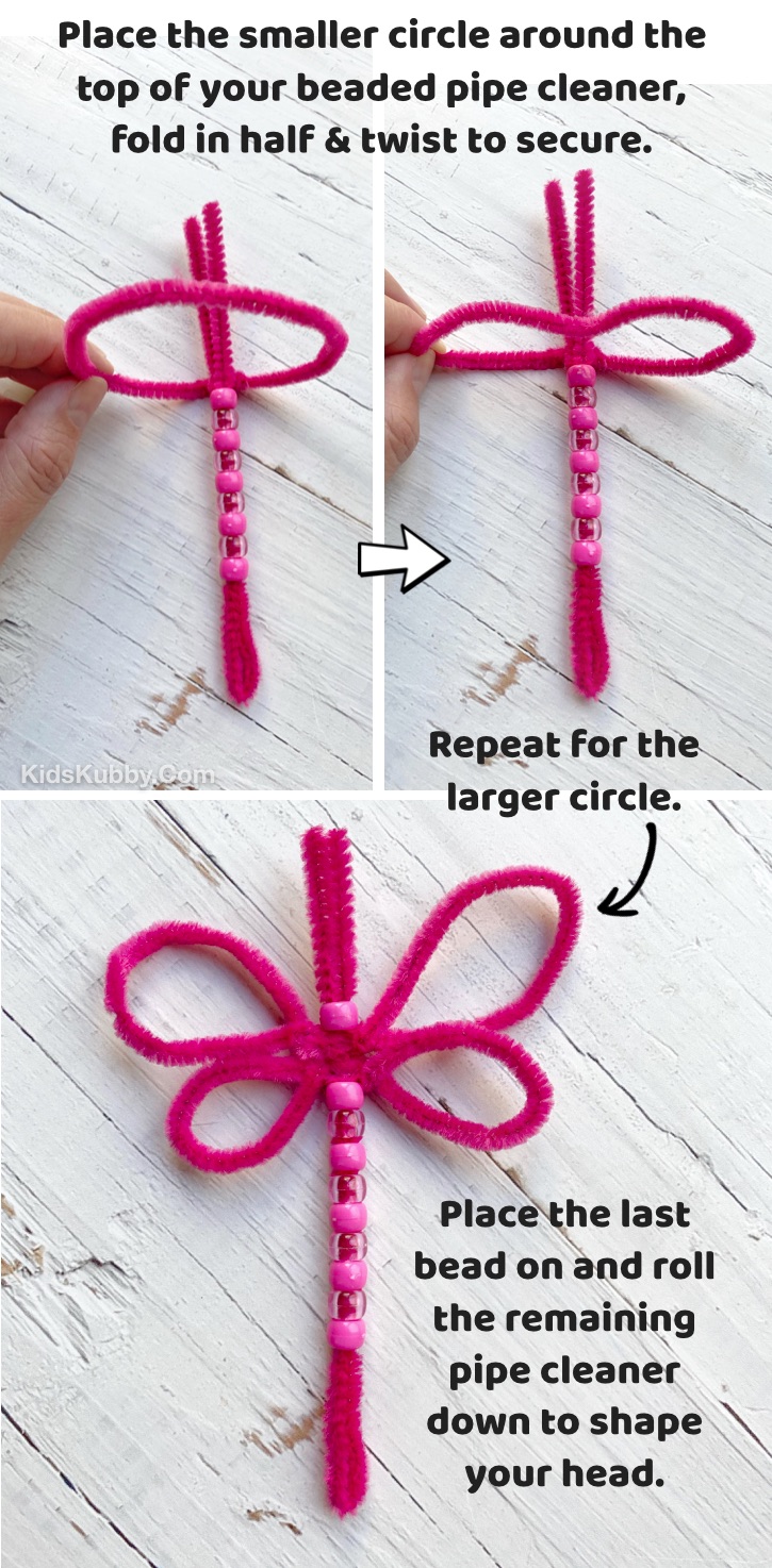Tutorial: How to make easy DIY pipe cleaner dragonflies! Fun to make with colorful beads and craft pipe cleaners. 