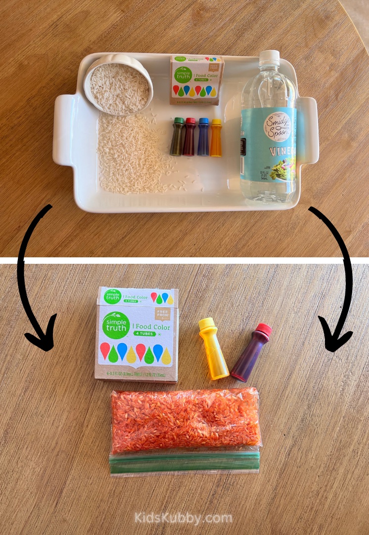 How to make rainbow rice with food coloring
