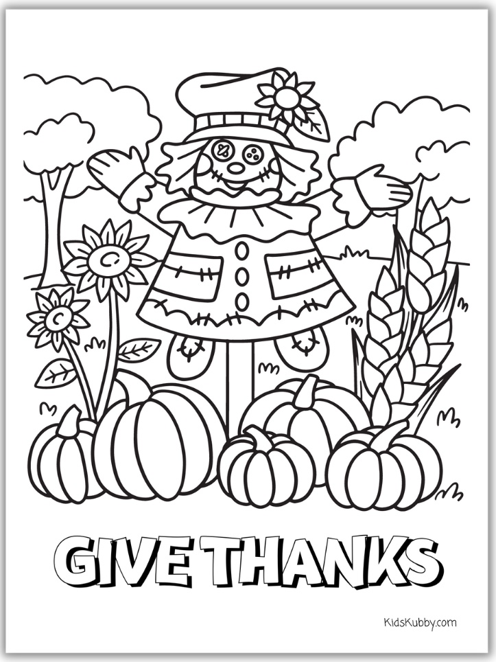 Scarecrow coloring sheets are the perfect fall activity for kids. This coloring page is free to download and will entertain your kids. Use these coloring sheets for kids at holiday parties to keep everyone happy and quiet. The perfect kids activity while youâre cooking thanksgiving dinner.