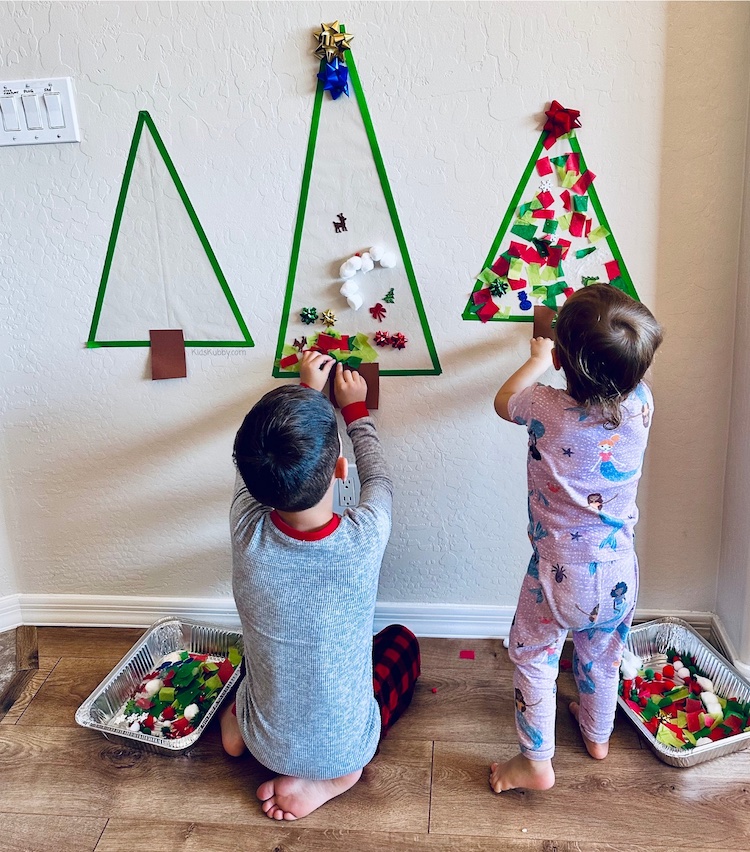 Contact Paper Christmas Tree Craft Kids Kubby