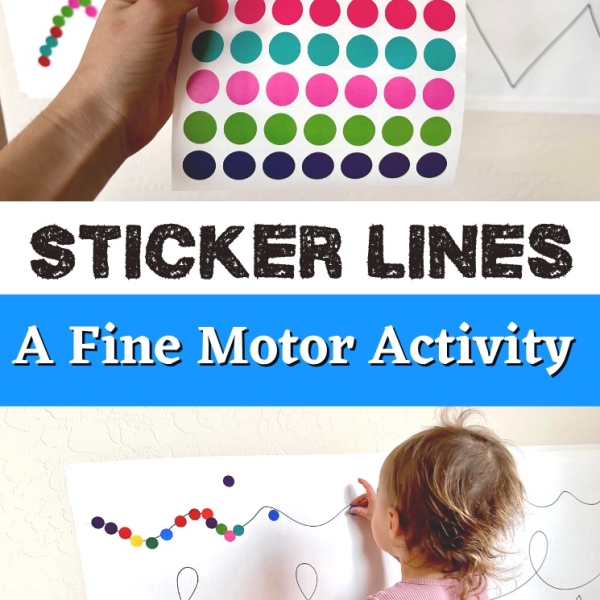 Need a quick and easy toddler activity? Try sticker lines! This is an awesome fine motor activity that keeps little hands busy