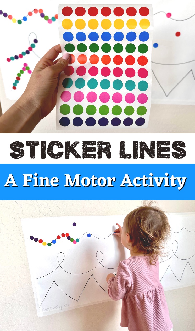 Need a quick and easy toddler activity? Try sticker lines! This is an awesome fine motor activity that keeps little hands busy