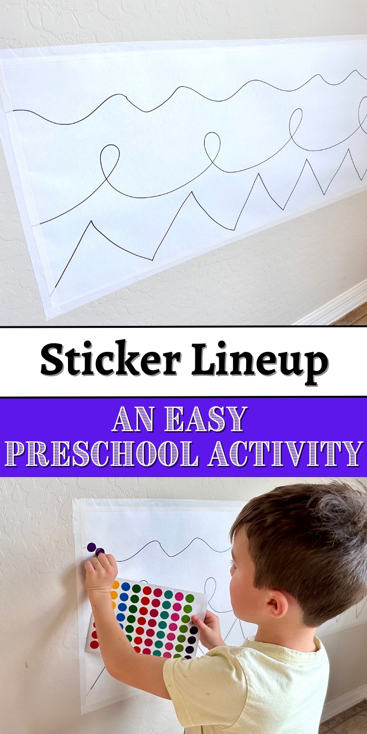 The best Fine motor activity for kids to strengthen hands and increase hand eye coordination. Sticker lines are the perfect activity because they are simple and effective. With a few supplies you can create a kid’s activity that will have so many long-term benefits and it only take 5 minutes to set up!