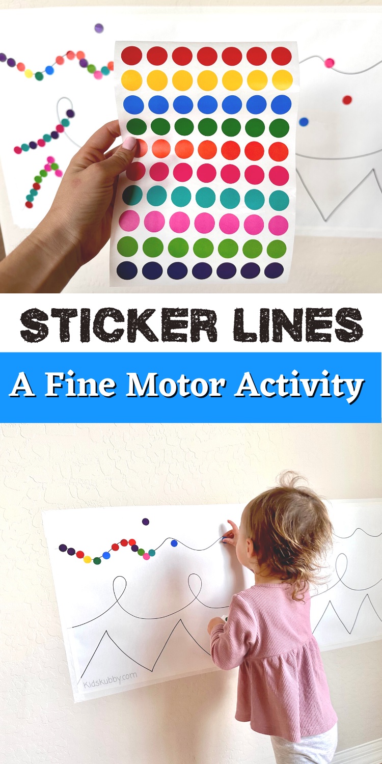 Need a great quiet time preschool activity? You have to try this sticker lines activity from KidsKubby! Preschoolers love decorating the lines with stickers while working on their fine motor skills. It’s a fun fine motor activity that takes 5 minutes to set up and provides hour of fun for your kids!