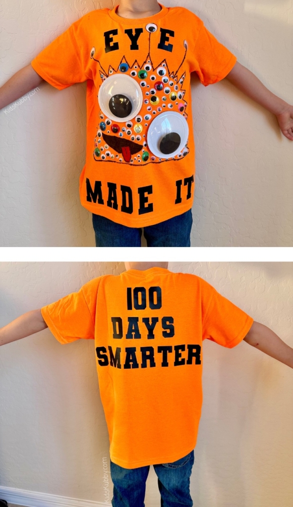 100 Days of School Shirt Idea - Googly Eye Monster - Kids Kubby