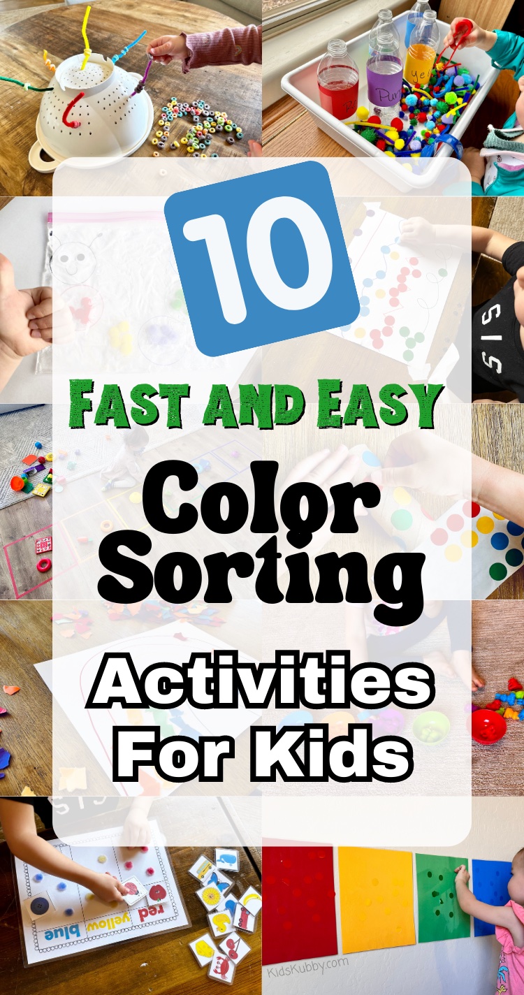 Cheap and easy activities for kids to do at home to learn their colors! If you have toddlers or preschoolers at home, then you know how hard it is to keep them entertained, especially if you're on a budget! Well, try making these color sorting activities because they are the best, fun, easy and cheap activities that will keep them busy all day long while they work on color recognition. These are especially great for playdates and rainy days at home. They help promote counting and fine motor skills, too!