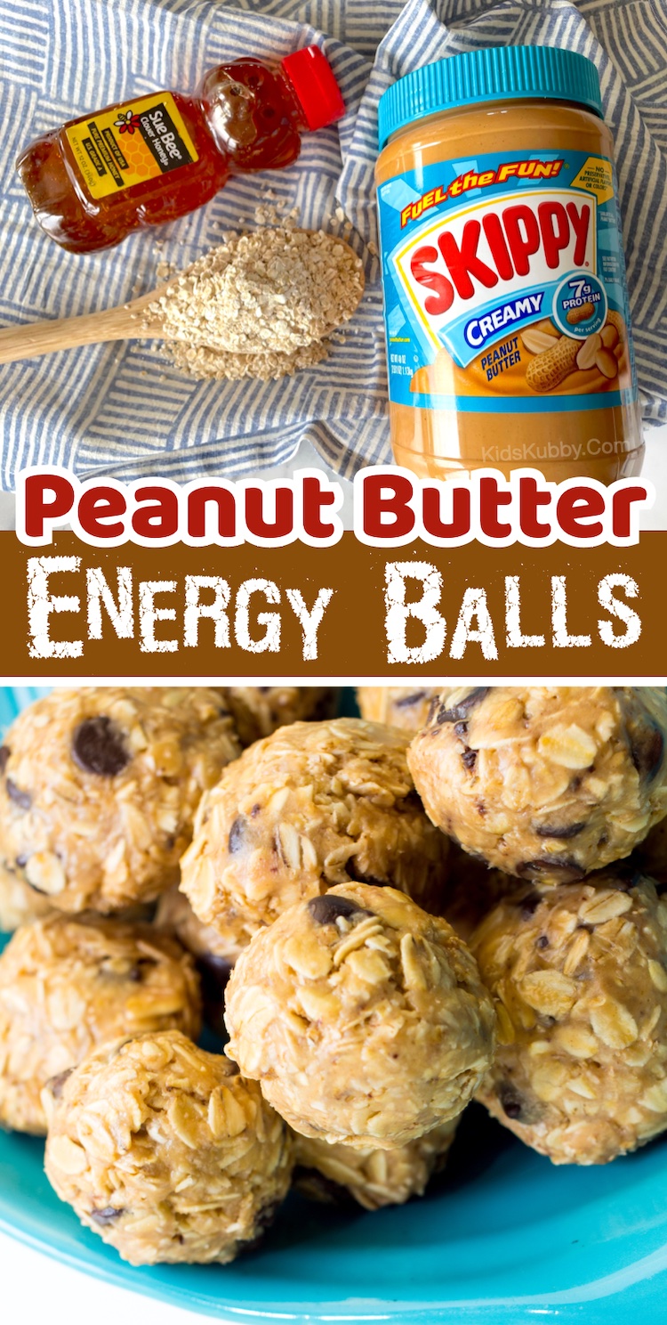 Are you looking for easy snack ideas for kids? These healthy energy balls are made with just a few simple ingredients including oats, peanut butter, honey, and chocolate chips. This no bake treat is perfect for after school, lunch boxes, sports practice and more. Kids love them! My picky eaters gobble them up, and you can customize the mix-ins. Our favorite sweet homemade snack! So much healthier than a granola bar. 