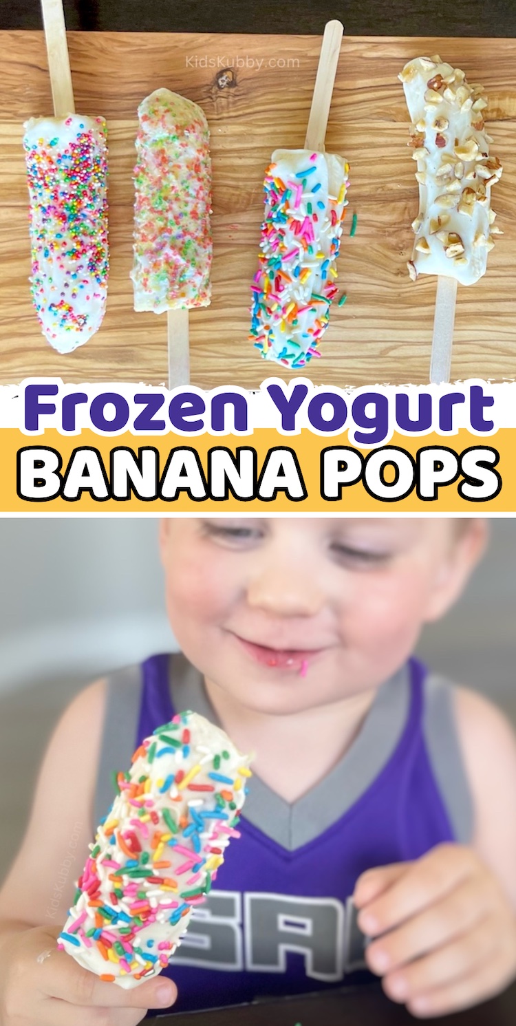 Your kids are going to love this fun sweet summer treat! If you're looking for no bake healthy snacks to make, try putting bananas on popsicle sticks and covering them in yogurt. Freeze and your kids will think they are getting dessert. These are perfect for summers by the pool. A great healthy alternative to ice cream.