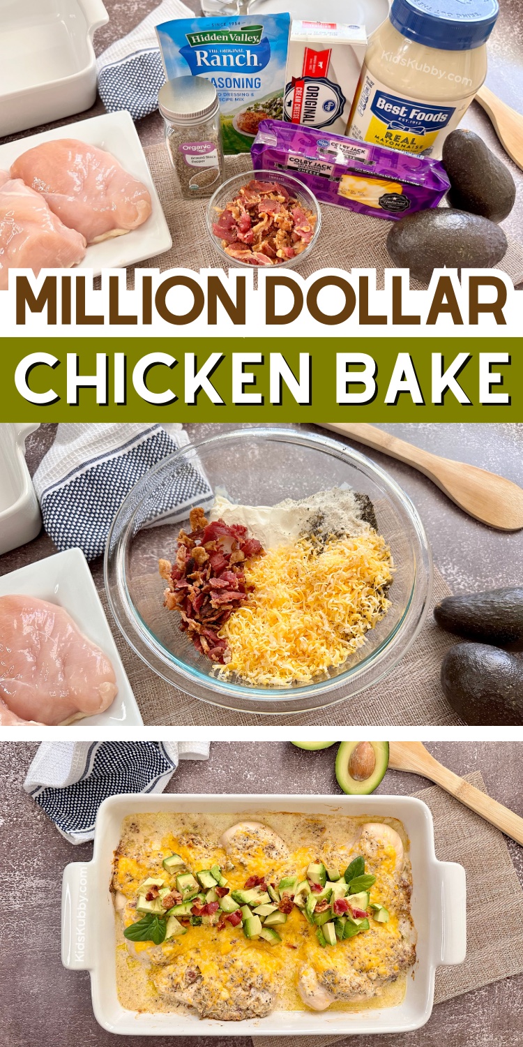 A quick and easy family dinner recipe made with simple ingredients! Not only is this baked chicken amazing, my entire family loves it! Plus, it's so simple to make. Everything is made in just one pan, so it requires very little prep or clean up. Serve this cheesy baked chicken by itself or with pasta or rice! You simply mix together the cream cheese, bacon, mayonnaise, and ranch seasoning, and slather it on the chicken. Top with shredded cheese and bake! That’s it. Serve with fresh avocado for the ultimate dinner.