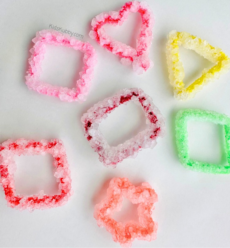Are you looking for an easy rainy day activity with your kids? Try making homemade crystals! By mixing borax and water you can grow crystals on pipe cleaners. Kids can pick the shape and color they want their crystal and within hours, they will have the best borax crystals ever. This would even be a great slumber party activity since making pipe cleaner crystals only takes a few hours. Set everything up before the kids go to bed and in the morning, everyone will have their very own DIY crystal. How fun!