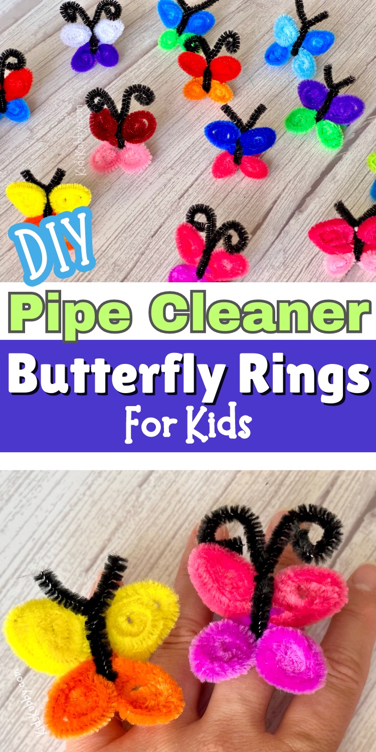 Who doesn’t love a simple butterfly craft? These pipe cleaner butterfly rings are SO easy to make with just 2 ½ pipe cleaners and a pair of scissors. In less than 5 minutes, your kids can make the cutest homemade rings ever. And the best part is the pipe cleaner craft is so budget friendly that your kids can make as many butterfly rings as they want for CHEAP! Mix and match your favorite colors to create the best pipe cleaner rings ever!