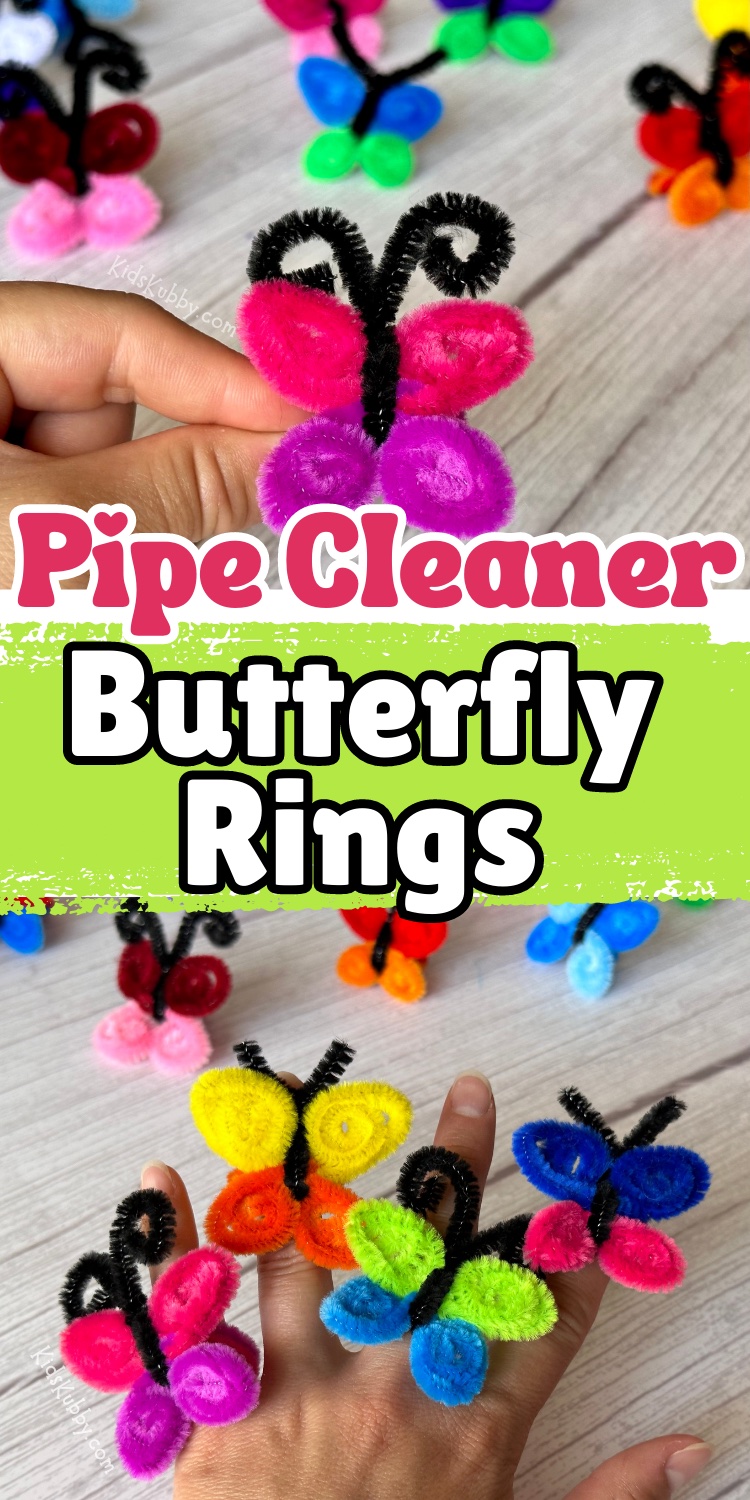 If you’re looking for a cute butterfly craft to do with kids, you’re going to love these pipe cleaner butterfly rings. This easy low mess craft is perfect for entertaining bored kids. Each butterfly ring only needs 2 ½ pipe cleaners so this is a crazy cheap craft for kids! I love that kids can customize these homemade rings in any color. You can even jazz these butterfly rings up with some metallic pipe cleaners or little sparkly jewels! The perfect pipe cleaner butterfly craft for summer.
