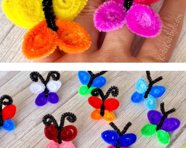 Who doesn’t love a simple butterfly craft? These pipe cleaner butterfly rings are SO easy to make with just 2 ½ pipe cleaners and a pair of scissors. In less than 5 minutes, your kids can make the cutest homemade rings ever. And the best part is the pipe cleaner craft is so budget friendly that your kids can make as many butterfly rings as they want for CHEAP! Mix and match your favorite colors to create the best pipe cleaner rings ever!