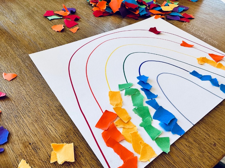 After such a gloomy start to the spring, I needed a great idea to bring the colors of the rainbow indoors. This DIY rainbow craft is so simple to make with a few basic supplies like construction paper, markers, and glue. Plus, kids can practice color recognition with each piece of paper they glue! I love creative learning activities for toddlers and preschoolers. 