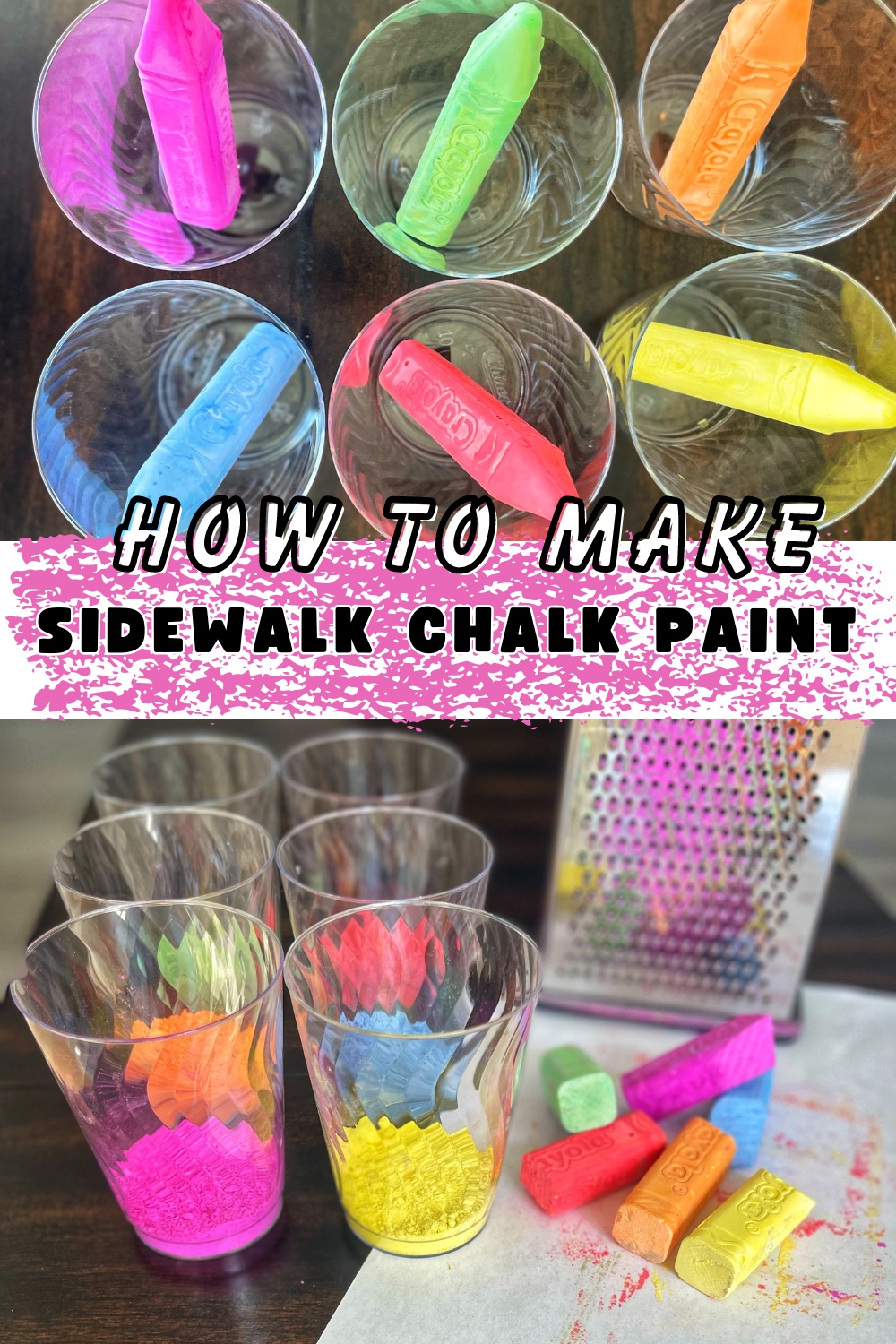 This summer, your kids will have a blast with this four-ingredient, diy sidewalk chalk paint. So easy to make, it's the perfect activity or when you're looking for a last-minute project on a busy summer day!