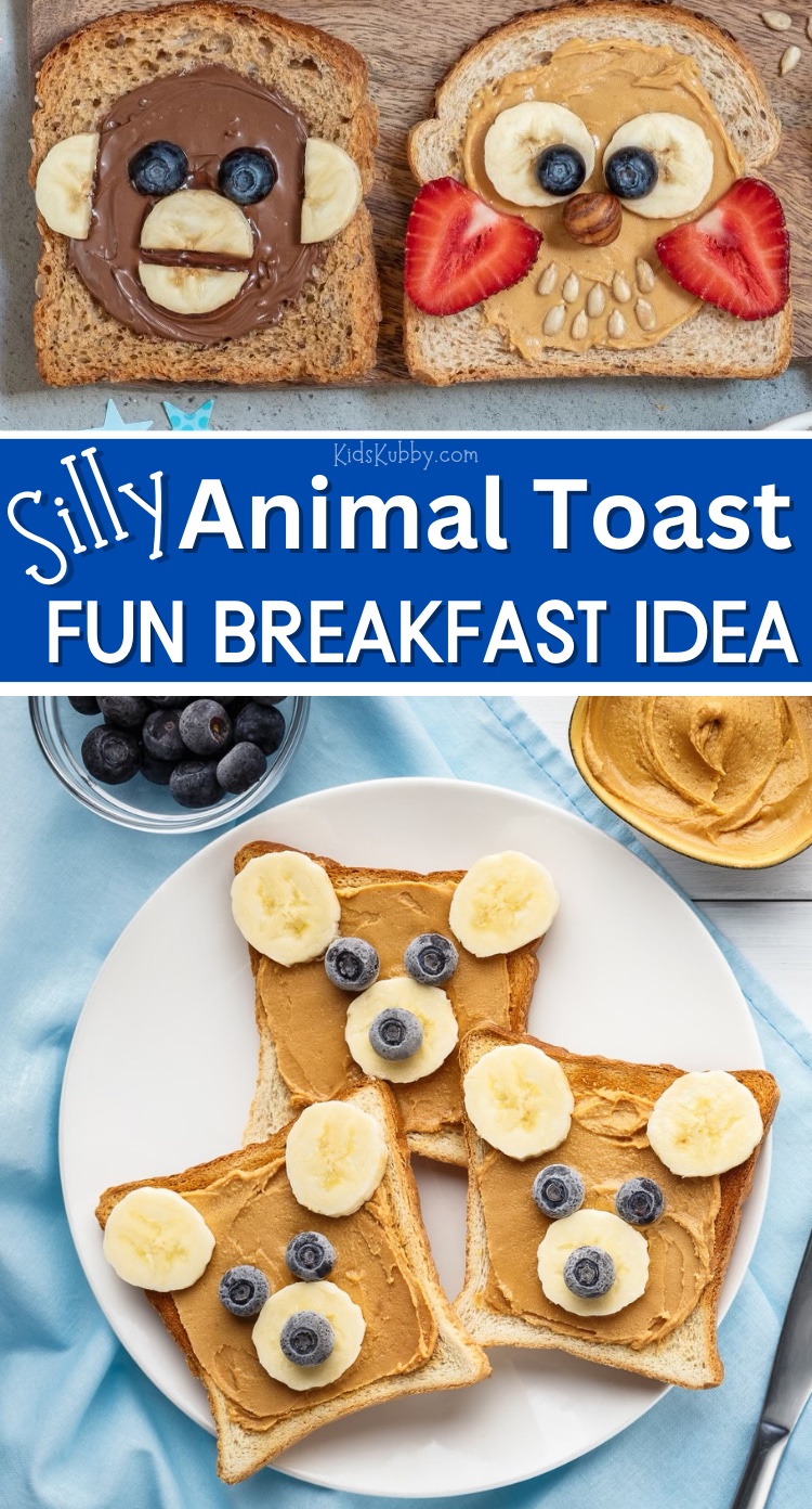 asy breakfast idea using just toast, your favorite spread, and slices of fruit. Kids go nuts over this simple breakfast recipe and to be honest adults love it too. Start by spreading peanut butter, cream cheese, or Nutella on a piece of toast. Then decorate the toast to look like your kids’ favorite animals with slices of different fruits. That’s it! Such a fun and healthy snack idea as well.