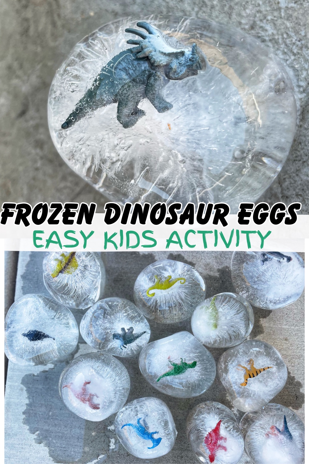 Are you looking for a fun outdoor activity for your children? Look no further. Frozen dinosaur eggs is the perfect learning activity for all ages! This fun science project will be sure to keep them busy for hours!