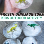 Looking for a fun outdoor sensory activity? This frozen dinosaur egg activity is perfect for sensory play and building fine motor skills.