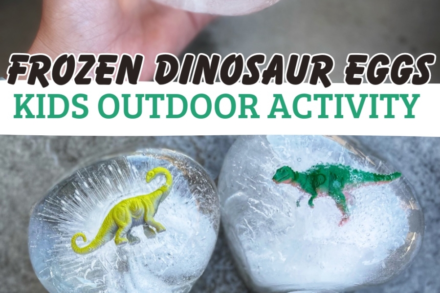 Looking for a fun outdoor sensory activity? This frozen dinosaur egg activity is perfect for sensory play and building fine motor skills.