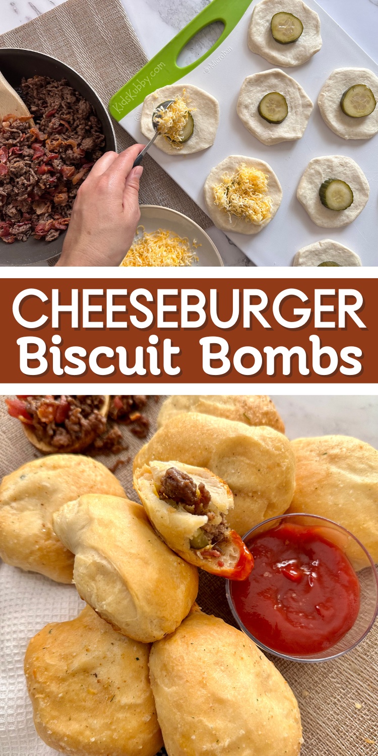 A quick and easy ground beef dinner recipe your family will go crazy for! My picky kids ate the entire batch the last time I made these cheeseburger biscuits. It’s great way to make burgers in your oven instead of the grill. The buttery Pillsbury biscuits take them up a notch, too! So much better than regular buns. This is the ultimate comfort food, and easy enough for busy weeknight meals. We make this easy dinner recipe on regular rotation, anytime we are craving cheeseburgers.