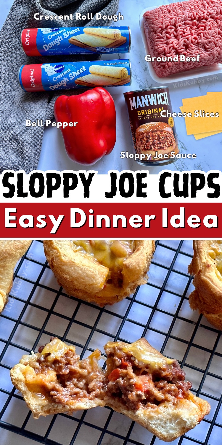 Looking for a quick dinner idea? These sloppy joe cups are so delicious and made with just a few simple ingredients including Pillsbury crescent dough sheet, ground beef, melted cheese, bell peppers, and sloppy joe sauce. So yummy! I love to have these ready as afterschool snacks. They’re also perfect for sleepovers or family gatherings. This 5 ingredient recipe is sure to impress your family. Kid approved!