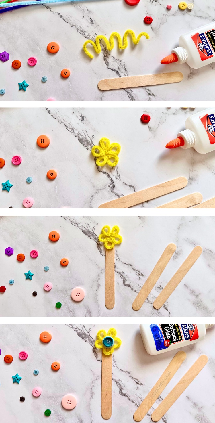 Are you ready to make the easiest craft ever! These popsicle stick flower bookmarks use only a few cheap supplies and can be made in 5 minutes. The book lovers in your life will get a kick out of making their very own DIY bookmarks. Plus, your kids can customize each bookmark with their favorite colors. Break out the popsicle sticks and pipe cleaners and get crafty today!
