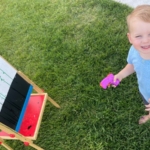 Whether you have a budding artist, or an energetic little one, you child will love this fun bright and colorful art project! A great way to spend outdoors away from screens while creating beautiful art!