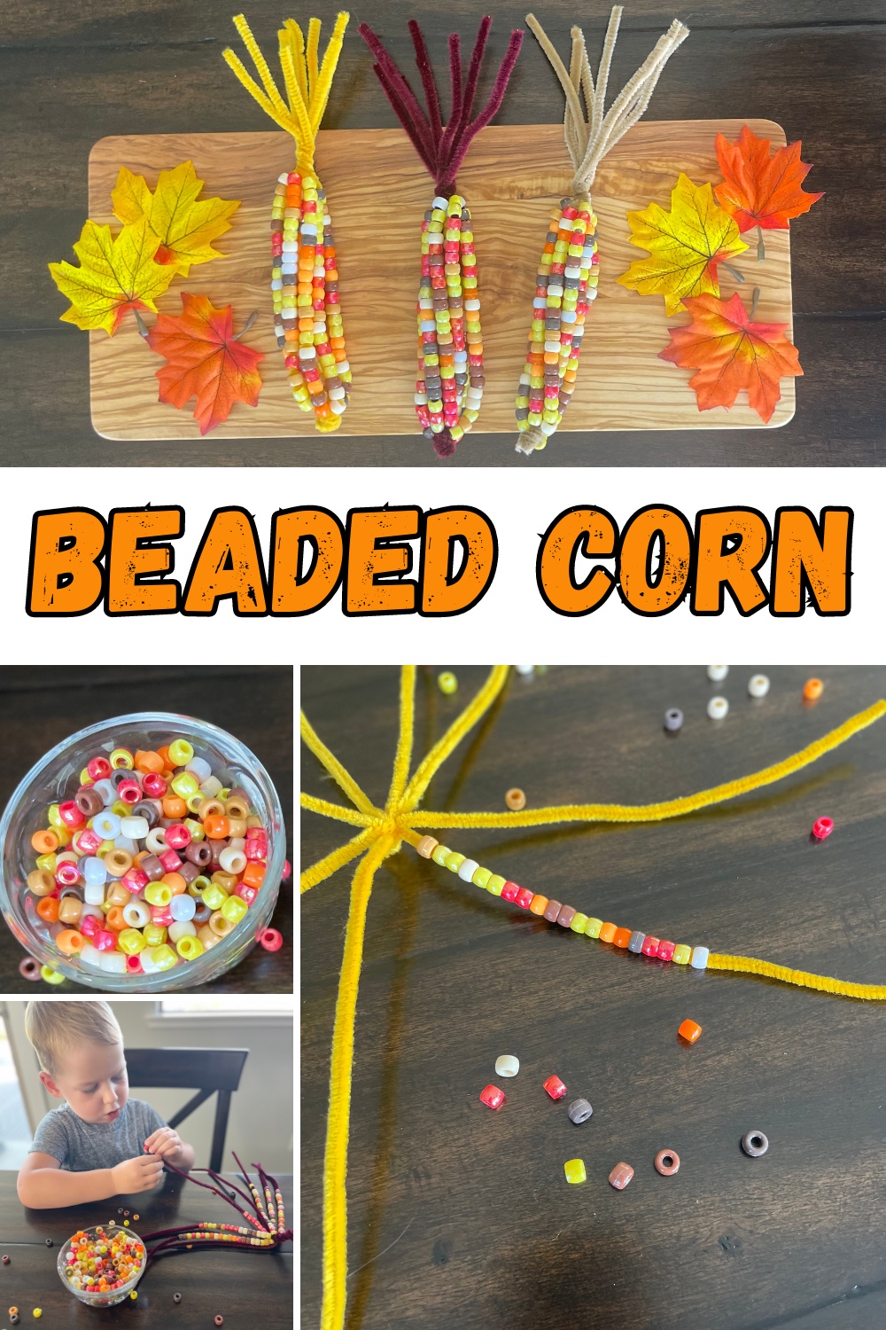 Fall Crafts for Kids: Beaded Corn Craft