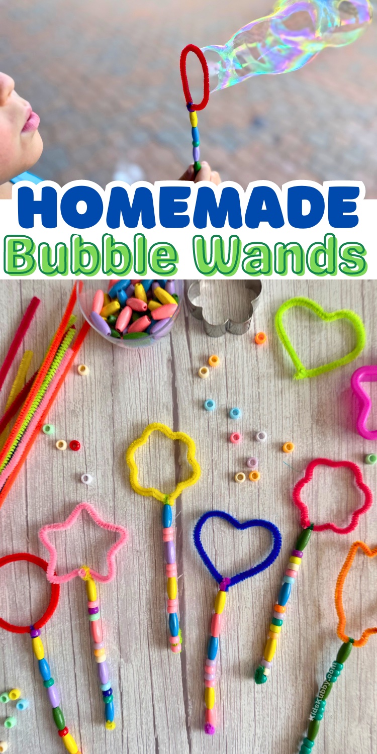 Bubble blowing recipe and bubble wand making activity - preschool