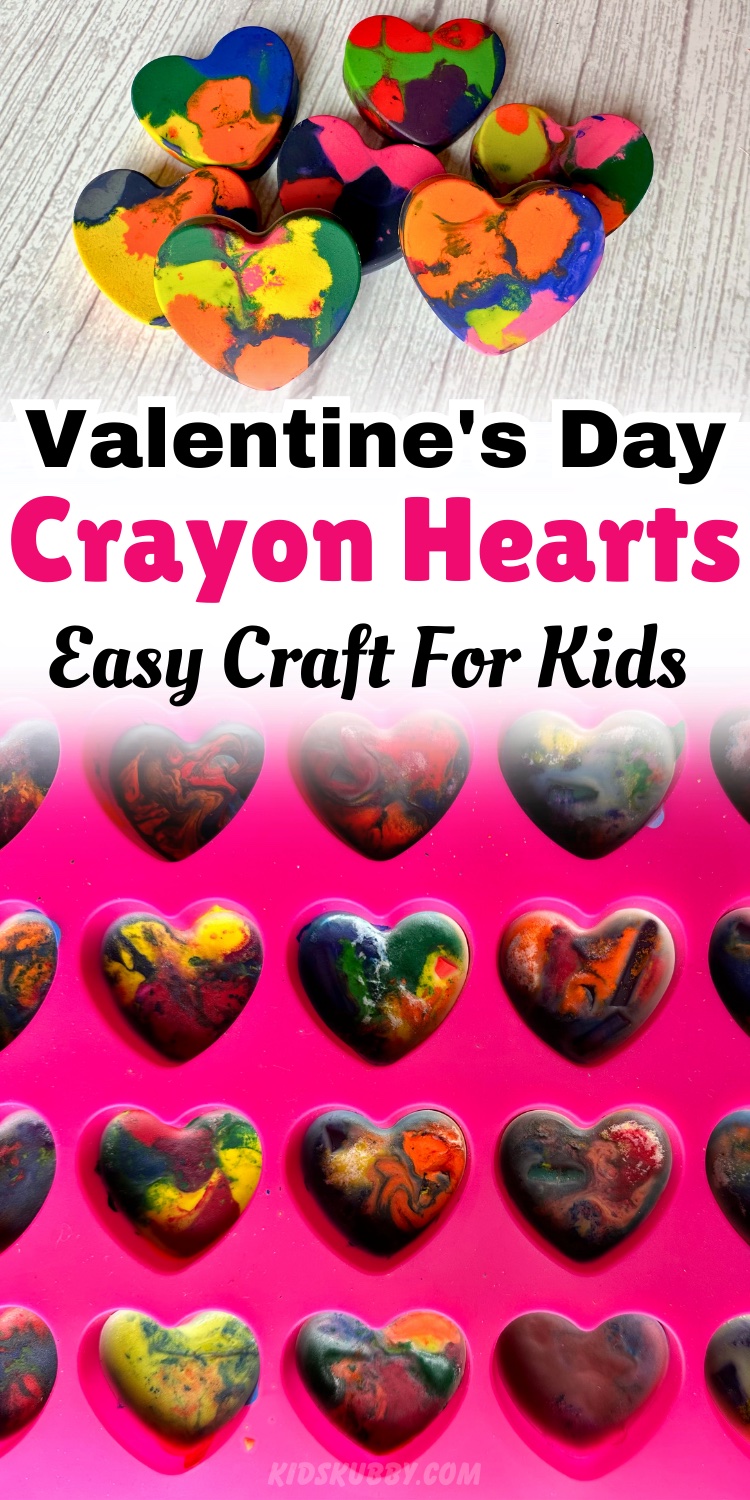 Check out this fun and simple valentines craft idea for kids. All you need for this budget friendly project is a heart shaped silicone mold and some broken crayons. Make sure to scroll through for a time savings hack that every parent needs to know! 