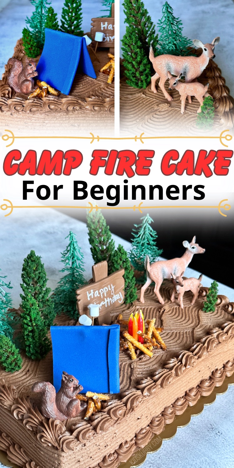 easy no back camping birthday cake for kids. best birthday theme for kids who love the outdoors