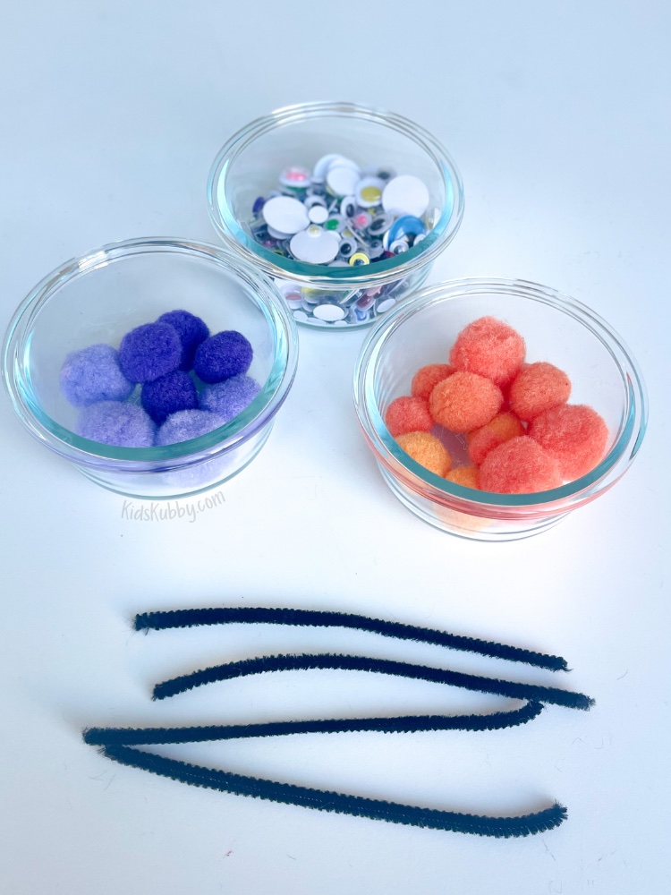 Are you looking for a quick, easy Halloween craft? Look no further. These little spiders are so easy to make using pipe cleaners, googly eyes, and pom poms; Your kids will love making them and using them for imaginative play afterward. 