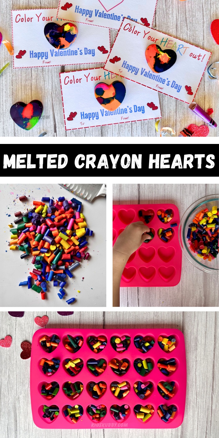 These melted crayon hearts are the perfect addition to your Valentine's Day cards for kids. Plus they are so easy to make you'll wonder why you haven't made this recycled craft sooner. Dip into your creativity and make these homemade melted crayon heart valentines today! 