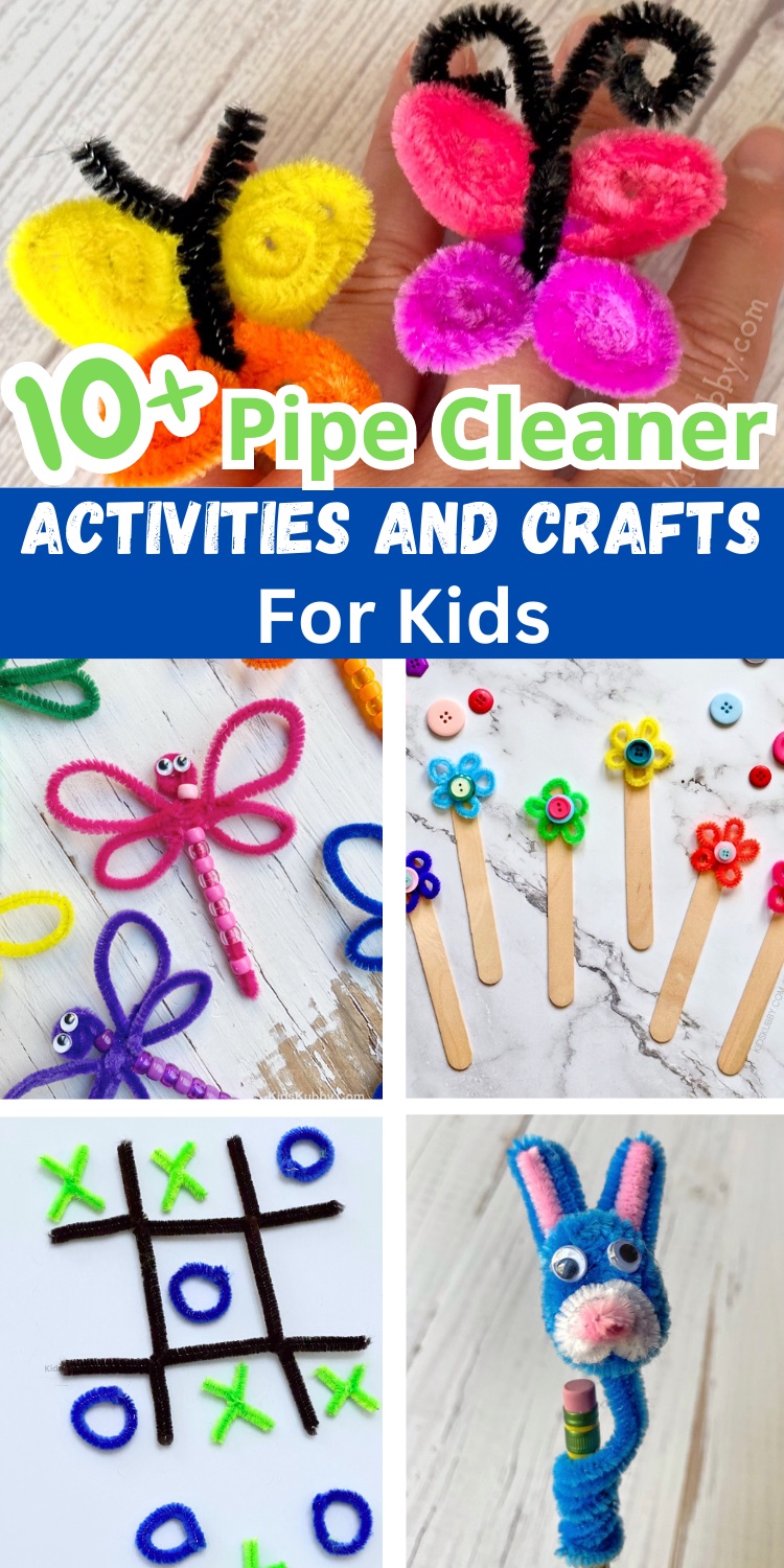 Check out this list of 14 fun and easy pipe cleaner crafts for kids. We've even included a few holiday pipe cleaner craft ideas to get you in the halloween spirit. Try making pipe cleaner crystals or animal pencil toppers with your kids for a simple and cheap art project!