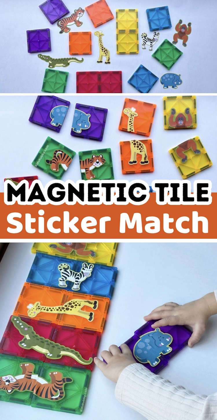 Check out this fun way to use the magnetic tiles that your kids already love. Just add some stickers and turn any old magnetic tiles into dun puzzles! this easy toddler activity is perfect for times you need to keep little ones entertained. Let your kids pick their favorite stickers and turn the magna-tiles into a puzzle game today. 